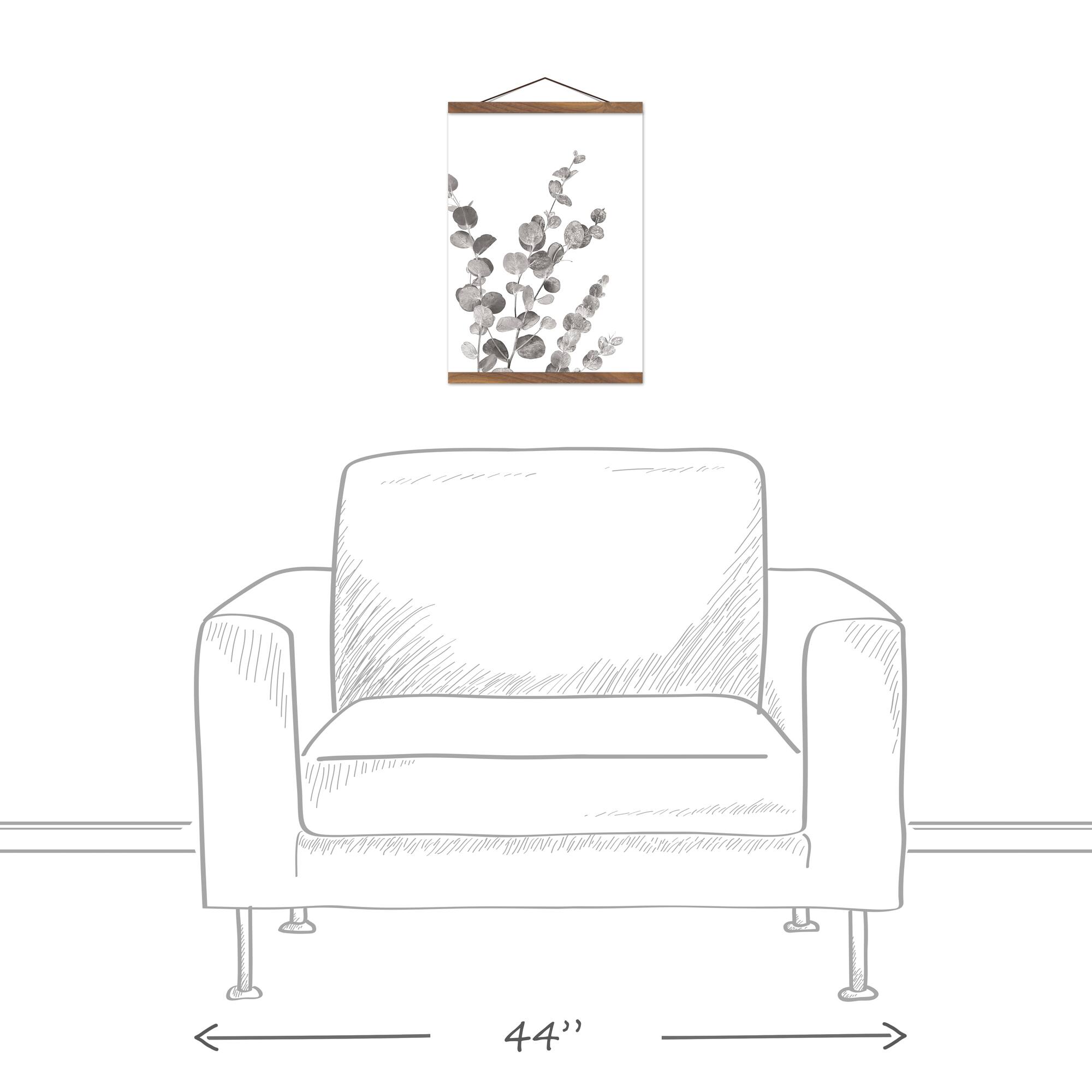 Gray & White Eucalyptus I Teak Hanging Canvas
